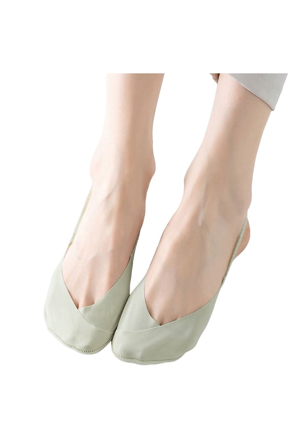 1 Pair Breathable Invisible Half Toe Low Cut Not Show Ultra‑Thin Socks for Women Anti-Slip Ankle Support Back Strap Liner Socks Mint Green