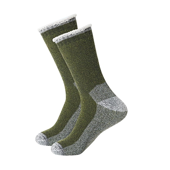 CXHEGBEJ 1 Pair Ruffle Trim Crew Socks for Men Women Lightweight Thickened Crew Socks with Cushion for Camping Hunting Work Outdoor Sports Mountaineering Skiing Army Green