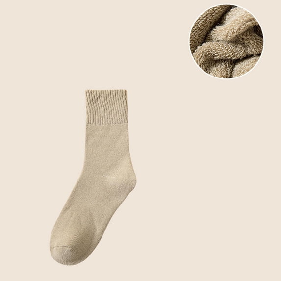 CXHEGBEJ 1 Pairs Womens Crew Socks Thin Seamless Mid Length Soft Cozy Casual Winter Thick Warm Above Ankle Socks Khaki
