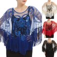 thumbnail image 1 of CXHEGBEJ 1920s Mesh Sequin Shawl Wrap for Women Wedding Bridal Cape Evening Gown Tassel Poncho 20s Fringed Flapper Scarf Casual Smock Cape Top Beige, 1 of 4