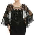 thumbnail image 1 of CXHEGBEJ 1920s Mesh Sequin Shawl Wrap for Women Wedding Bridal Cape Evening Gown Tassel Poncho 20s Fringed Flapper Scarf Casual Smock Cape Top Black, 1 of 3