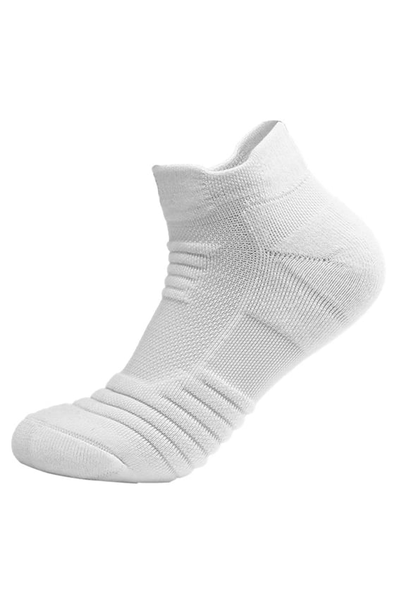 1Pair Ankle Socks For Mens PlainColor Thickening Golf & Running Socks Maximum Cushion Fitness Workout Anti Slip Sock White
