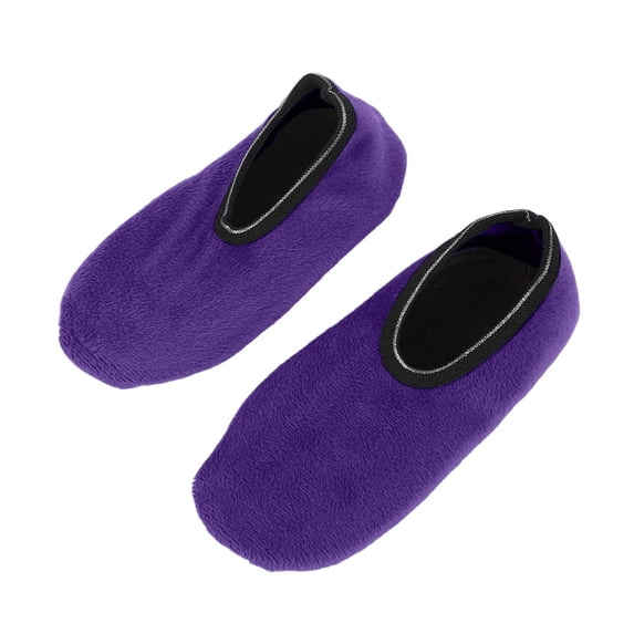 CXHEGBEJ 1Pair Autumn Winter Padded Thickened Floor Sock For Ladies Plain Color Elastic Cuff Adult Slipper Socks Warm Soft Fleece Gripper Slipper Purple