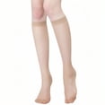 thumbnail image 1 of CXHEGBEJ 1Pair Knee High Stockings For Women Ultra-thin See-through High Elasticity Anti-slip Soft Breathable Quick Dry Nylon Lady Calf Length Long Socks Beige, 1 of 6