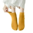 thumbnail image 1 of CXHEGBEJ 1Pair Soft Crew Cotton Socks For Women Lightweight Summer Fall Elastic Middle Tube Warm Ankle Socks for Casual Daily Wear Yellow, 1 of 3