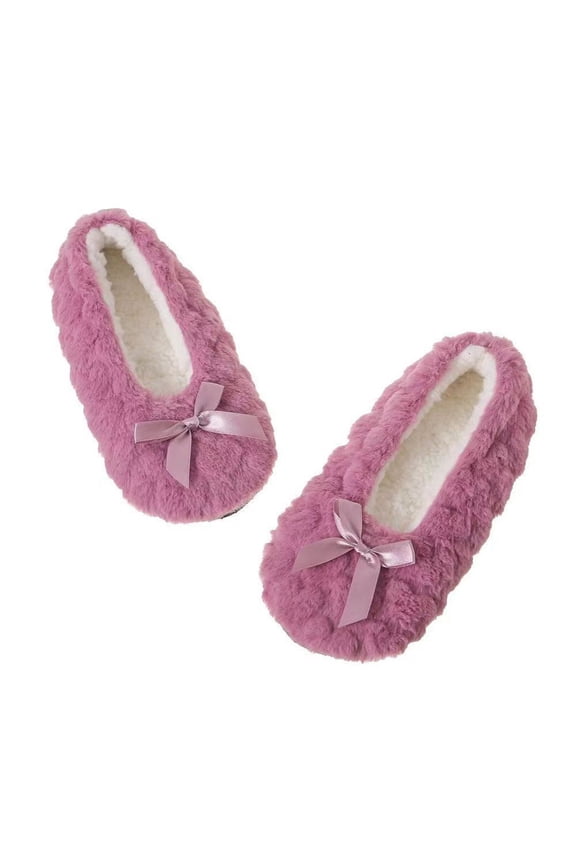 1Pair Women's No Show Wide Mouth Socks Thickened Velvet Slippers Socks Female Winter Low Cut Sleep Fuzzy Non Slip Socks Purple
