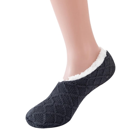 CXHEGBEJ 1Pairs Winter Fuzzy Thermal Socks for Men Women Cold Weather Insulated Footwear Indoor Outdoor Non Slip Bottoms Cozy Sole Slippers Socks Dark Gray