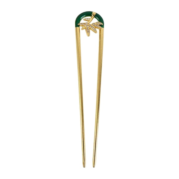 CXHEGBEJ 1Pieces Classical Metal U Shaped Hairpin Vintage Hanfu Style Hair Sticks Hair Fork Leaf Metal Hairpin Chignon Pins Hair Accessory for Women Lovers Mom Wife Daughter Gifts Mint Green