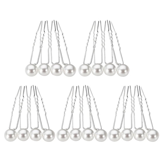 CXHEGBEJ 20 Packs White Pearl Hair Pins, U-shaped Bobby Pins for Bridal Wedding Hairstyles, Elegant Hair Accessories for Brides, Bridesmaids, Prom and Special Occasions White