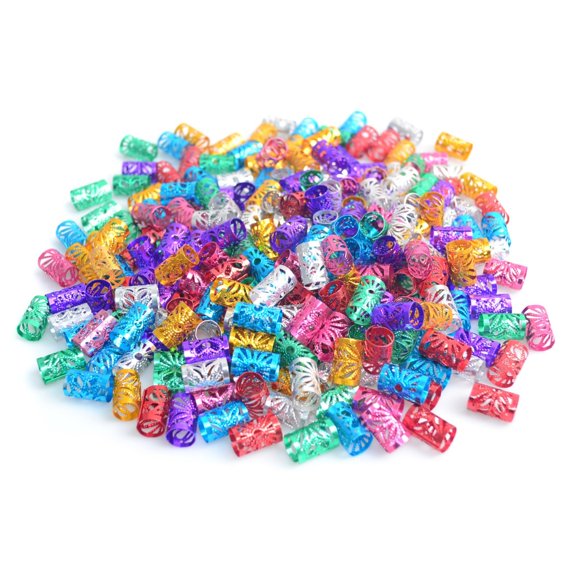 CXHEGBEJ 300pcs Hair Jewelry Decoration Clips for Women, Colorful Aluminum Adjustable Metal Hair Rings Accessories for Braids, Dreadlocks, Beads, Cuffs, Rings & Clips Multicolor*300