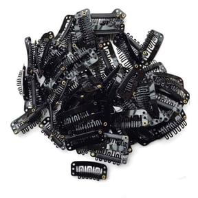 CXHEGBEJ 40Piece 6-Teeth U-Shaped Snap Clips for Feather Hair Extensions, Wigs & Wefts Black Black Hair Wigs Clips Extensions Black