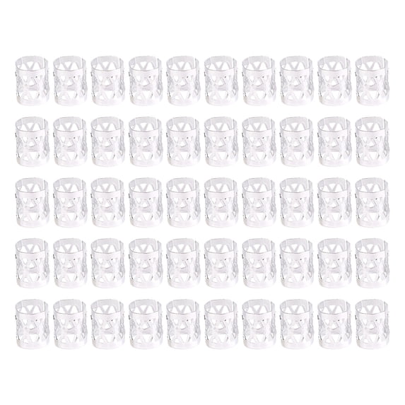 CXHEGBEJ 50pcs Hair Jewelry Decoration Clips for Women, Colorful Aluminum Adjustable Metal Hair Rings Accessories for Braids, Dreadlocks, Beads, Cuffs, Rings & ClipsSilver 50pcs