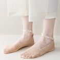 thumbnail image 1 of CXHEGBEJ Ankle Mesh Socks with Pearl Frill Strap for Women 1 Pair Lace Sheer Socks Breathable Lightweight Summer Non Slip Ankle Socks Beige, 1 of 7