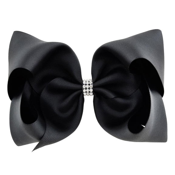 CXHEGBEJ Bows Hair Clips for Women Plain Colors 8inch Large Ribbon Bows with Glitter Rhinestone Hair Accessories for Female A