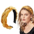 thumbnail image 1 of CXHEGBEJ Braided Hair Band For Women Velvet Braided Headband Female Fluffy No-Slip Wide Vintage Padded Head Hoop Headwear Headdress Casual Daily Wear Headpiece Yellow, 1 of 4