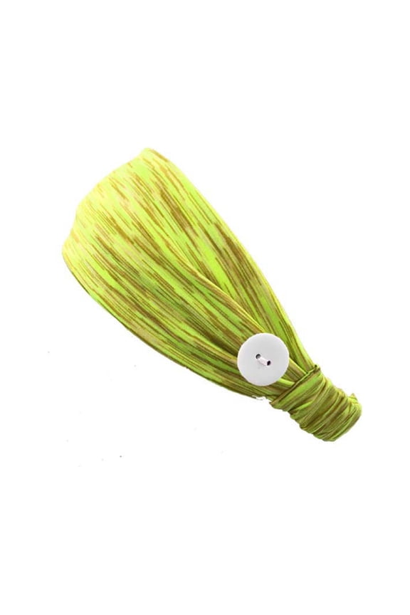 Button Stretchy Breathable Headband for Women Nurse Tie-dye Turban Head Wrap Back Ruched Wide Elastic Hairband for Daily Facial Hair Accessories Green