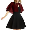 thumbnail image 1 of CXHEGBEJ Chiffon Shawl for Women Single Button Short Shawl for Bride and Bridesmaid Soft Formal Evening Gown Cardigan Tops Sun Protection Open Front Poncho Cape Cover Up Red, 1 of 3