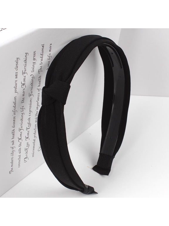 Cloth Knot Twisted Headband For Women Plain Color Non-slip Minimalist Hair Band Turban Head Wrap Facial Hair Hoop Daily Office Hair Accessories Black