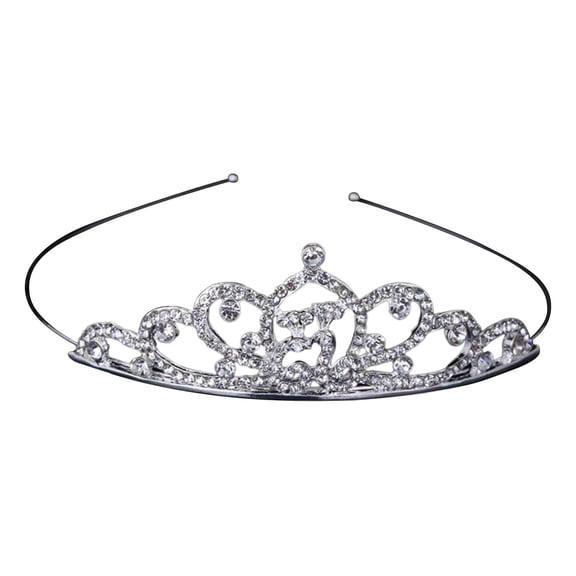 CXHEGBEJ Crowns Hairpin for Women Alloy Rhinestone Glitter Queen Crown Princess Tiaras Headdress Hair Accessory for Prom Birthday Party Bridal Costume White