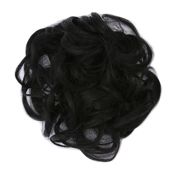 CXHEGBEJ Curly Messy Hair Bun for Women Hair Piece Elastic Hair Bun Thick Scrunchie Updo Synthetic Extensions Ponytail Hair Wig Hairpieces Hair Accessories Black A