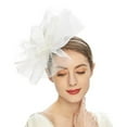 thumbnail image 1 of CXHEGBEJ Fascinators Hat for Women Bride Tea Party Headband Cocktail Headwear Headpiece Mesh Feather Hair Accessories For Parties Horse Racing Festival White, 1 of 1
