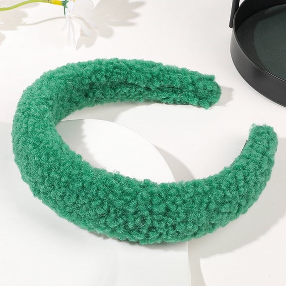 CXHEGBEJ Fleece Wide Headband For Women Autumn Winter Soft Fluffy Stretch Non Slip Hair Hoop Hairband Hair Band Headpiece for Daily Makeup Hair Accessory Teal Green