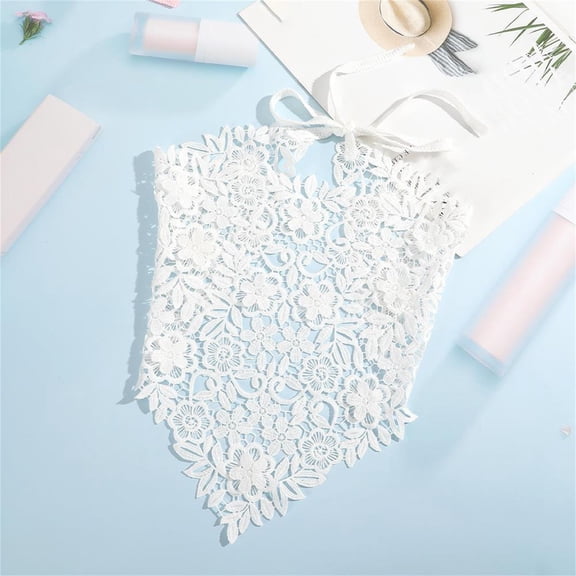 CXHEGBEJ Floral Lace Bandana Headscarf Boho Headbands For Women Headband Triangle Head Wrap Adjustable Long Tie Hairband Hair Bandanas Accessories For Hair Styling White