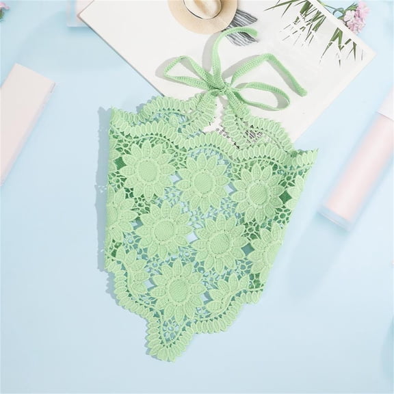 CXHEGBEJ Floral Lace Bandana Headscarf Boho Headbands For Women Headband Triangle Head Wrap Adjustable Long Tie Hairband Hair Bandanas Accessories For Hair Styling Green#4