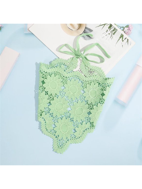 Floral Lace Bandana Headscarf Boho Headbands For Women Headband Triangle Head Wrap Adjustable Long Tie Hairband Hair Bandanas Accessories For Hair Styling Green#4
