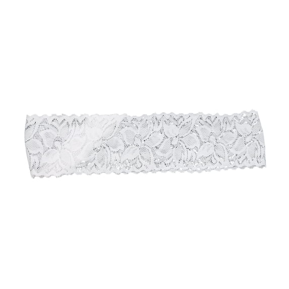 CXHEGBEJ Floral Lace Boho Headbands For Women Headband Head Wrap Elastic Wide Trimmed Hairband Hair Bandanas Accessories For Hair Styling White Width 6cm