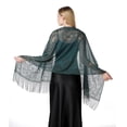thumbnail image 1 of CXHEGBEJ Floral Lace Hollow Shawl for Women Elegant Wedding Bridal Shawl Soft Formal Evening Gown Tassel Shawl Wrap Lightweight Cape Scarf for Mother of the Bride Special Occasions Blackish Green, 1 of 3