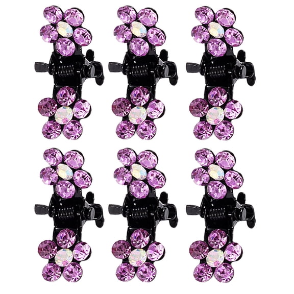 CXHEGBEJ Hair Clips,Mini Hair Clips No-Slip Grip Jaw Clips Glitter Teeth Clips Rhinestone Metal Clamps Light Purple*6