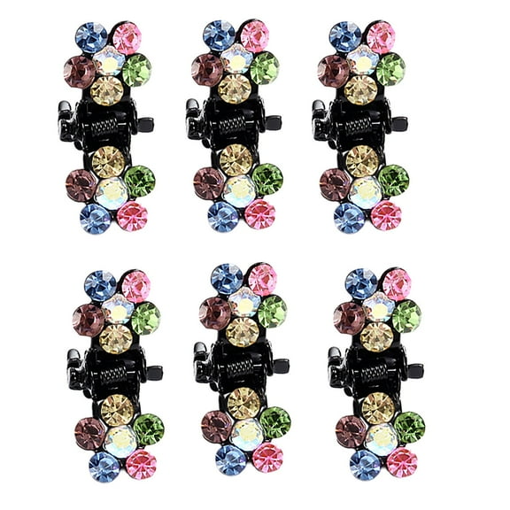 CXHEGBEJ Hair Clips,Mini Hair Clips No-Slip Grip Jaw Clips Glitter Teeth Clips Rhinestone Metal Clamps Multicolor*6