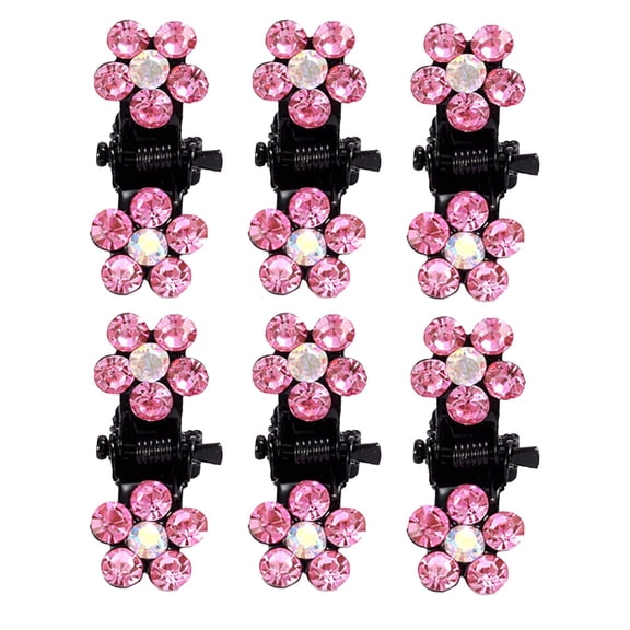 CXHEGBEJ Hair Clips,Mini Hair Clips No-Slip Grip Jaw Clips Glitter Teeth Clips Rhinestone Metal Clamps Peach Pink*6