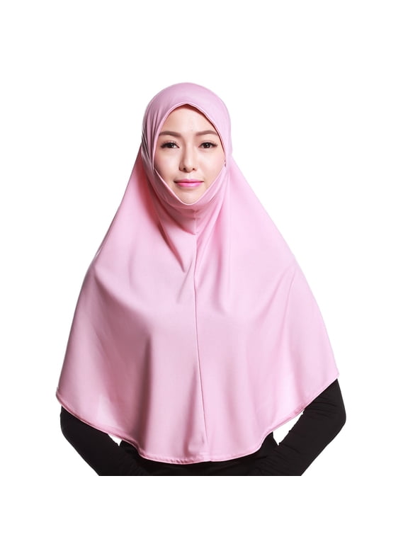 Hijab For Women Muslim Long Turban Cap Set Scarf Prayer Head Wrap For Abaya Pull On Bandana Hat Headpiece Head Coverings Pink