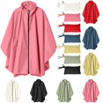 thumbnail image 1 of CXHEGBEJ Hooded Zipper Rain Poncho For Women Men Shawl Wrap Waterproof Lightweight Cardigan Tops Capelets Bat Sleeve Raincoat Cape for Unisex Adults Outdoor Travel Commute Black, 1 of 8