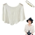 thumbnail image 1 of CXHEGBEJ Knitted Sun-Proof Ice Silk Shawl for Women Summer Hollow-Out Knit Shawl Wraps Pullover Top Shoulder Wrap Shrug Cover Up Outfit with Pearl Clip Gift White, 1 of 9