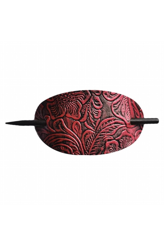 Leather Hair Clip Vintage Slide Hairpins Bun Knot Hair Sticks Hair Barrettes Accessories Long Hair Updo Fixing Tool Ponytail Holders For Women Gift Hair Pin Red