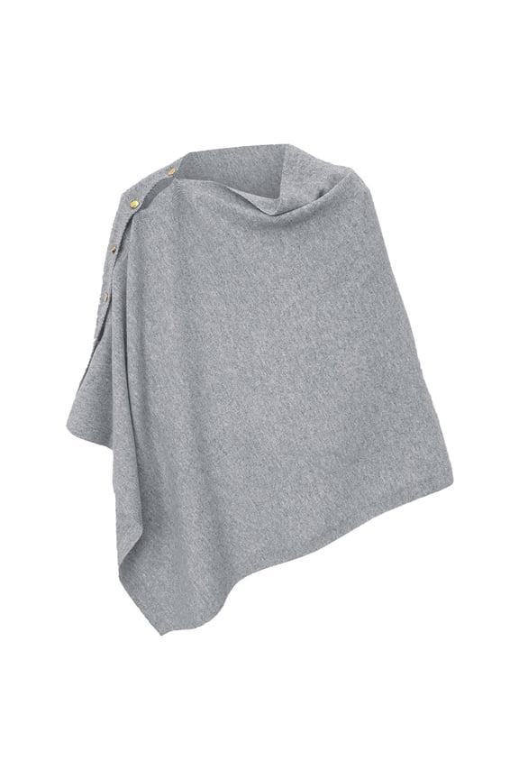 Lightweight Side Button Shawl Wrap For Women Versatile Knitted Poncho Cape For Spring Summer Fall Soft Breathable Side Open Front Cardigan Neck Scarf Grey