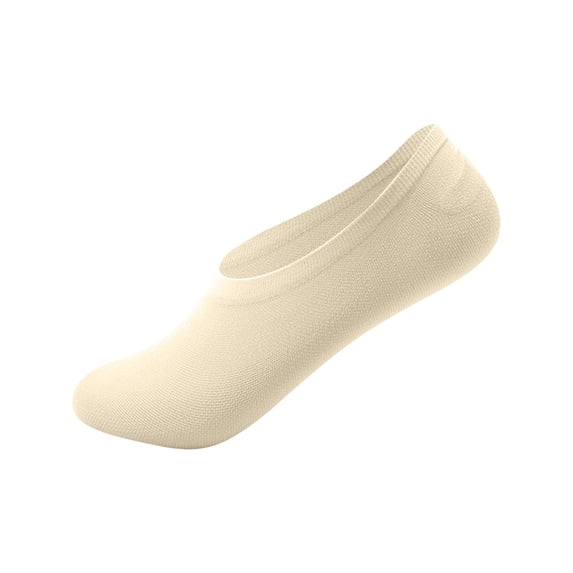 CXHEGBEJ No Show Socks for Women Men Plain Color Non Slip Low Cut Socks Low Thin Ankle Footies Invisible Liner Beige