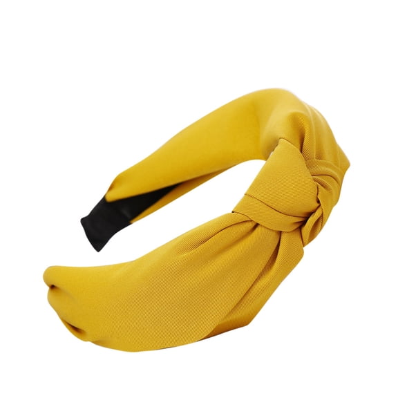 CXHEGBEJ Plain Color Twisted Knot Headband for Women Wide Hair Hoop Minimalist Hair Bands Hair Wrap For Daily Office Facial Hair Accessories Yellow