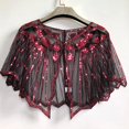 thumbnail image 1 of CXHEGBEJ Sequin Beaded Shawl Wrap for Women Lightweight Lace Mesh Cape Top Capelets Ponchos Scarf Cover Up For Wedding Party Club Bridal Bridesmaid Wine, 1 of 6