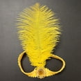 thumbnail image 1 of CXHEGBEJ Sequins Feather Headpiece For Women 1920s Flapper Headband Party Headwear Hair Costume Accessory Female Headdress Headwrap Yellow with 1 Feather, 1 of 5