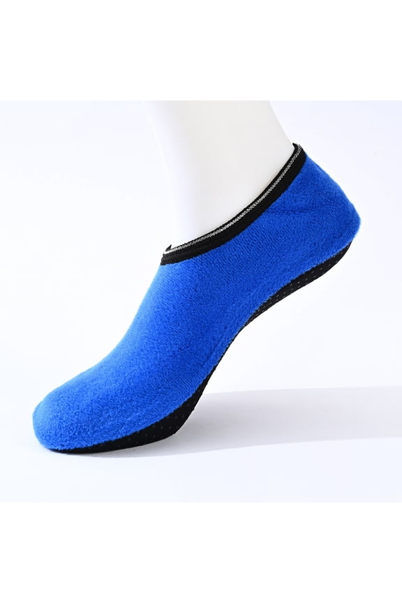 Slipper Non-Skid Bottom Socks For Womens Warm Soft Fleece Gripper Slipper Non-Slip Velvet Indoor Socks Slippers Thermal Foot Cover for Female Gift Blue XXL