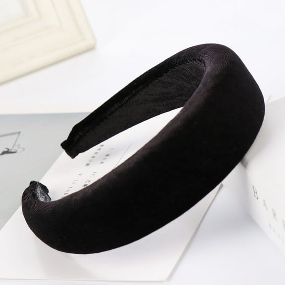 CXHEGBEJ Solid Color Velvet Headband Wide Thick Padded Headband for Women, Fashion Non slip 90s Puffy Head Band Hairband Hair Accessories for Ladies