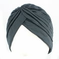 thumbnail image 1 of CXHEGBEJ Stretch Turbans Cap for Women Twisted Pleated Headwraps Head Beanies Hair Covers Chemo Head Coverings Sleeping Head Accessories Grey, 1 of 5