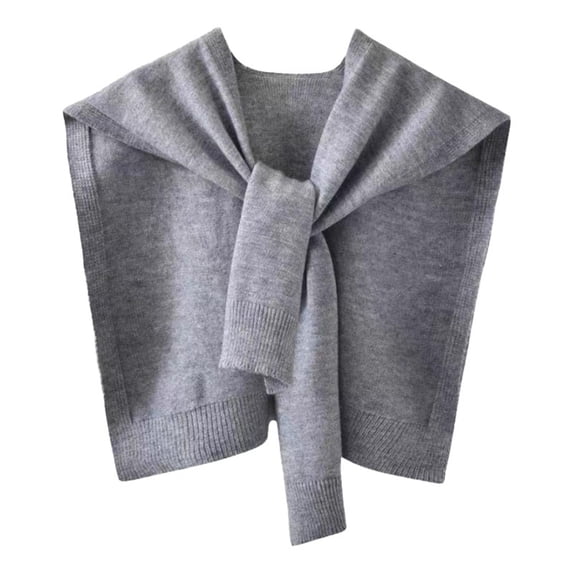 CXHEGBEJ Sweater Shawl Wraps for Women Sweater Knitted Knotted Shawls Casual Scarf Cape Shoulder Tops Scarf Fashion Wrap Versatile Layering Piece For Daily Travel Grey