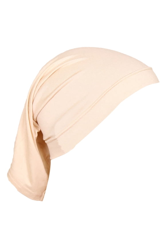 Turban Hat For Women Cotton Headwrap Bonnet Muslim Headband African Women Stretchy Headscarf Islamic Turbante Bandana Hat Chemo Beanie Cap Head Covering Beige