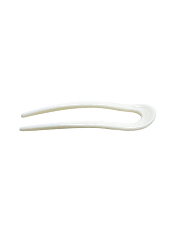 U Shape Hair Prong for Thick Hair Bun and Chignon, Metal Hair Stick Fork Updo Holder, Simple Curved Hair Pin for Long Hair Twist Styles White