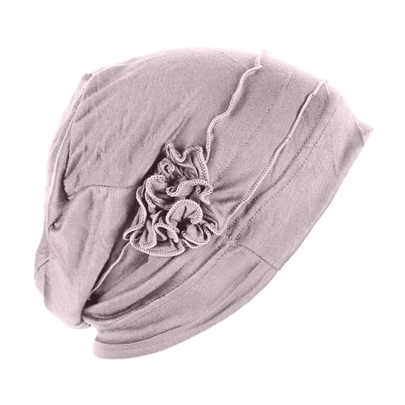 CXHEGBEJ Vintage Flower Turban Hats for Women Beanie Chemo Cancer Headwrap Patient Hair Loss Covering Headwear Slouchy Turban for Female Hair Wrap Beige